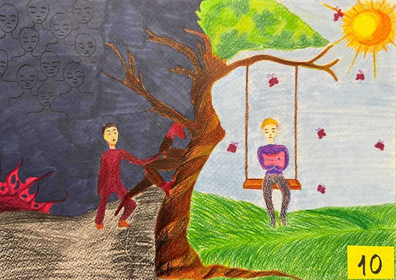 Тарусские школьники приняли участие в конкурсе рисунка на тему «Люди ругающиеся/ не ругающиеся матом»