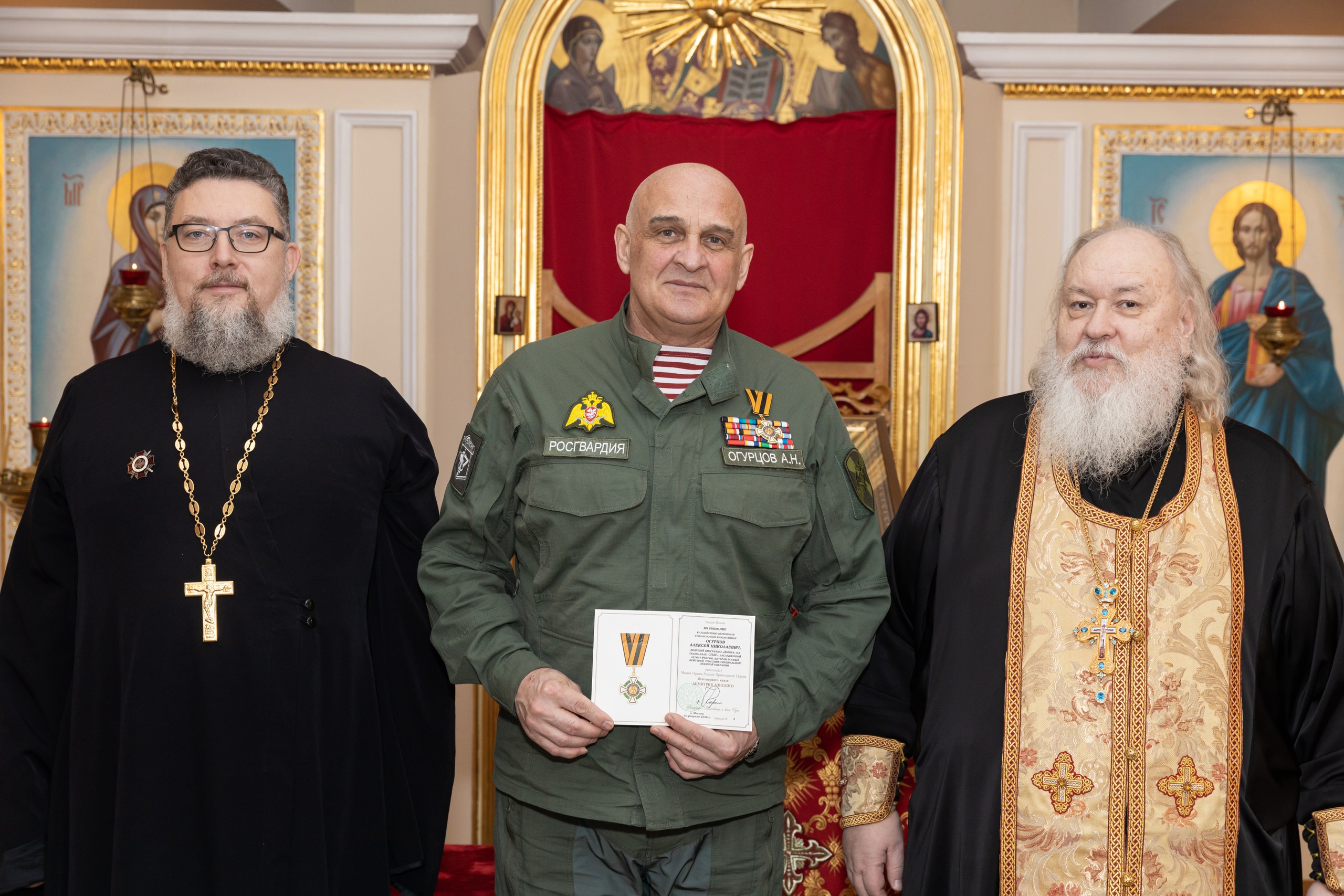 Ведущий программы «Дорога» на «СПАСЕ», заслуженный артист России Алексей Огурцов награжден медалью Ордена Благоверного князя Дмитрия Донского