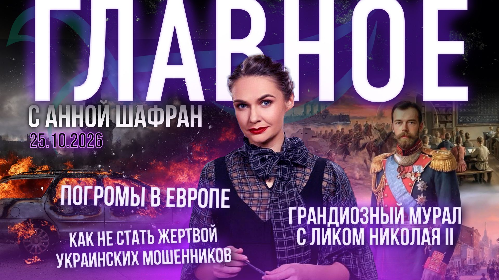 Погромы в Европе/Как не стать жертвой украинских мошенников/Грандиозный мурал с ликом Николая II